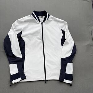 Greyson Windbreaker Jacket Mens Large White Navy Colorblock Full Zip Golf